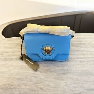 Versace Vitello Shoulder Bag Blue
